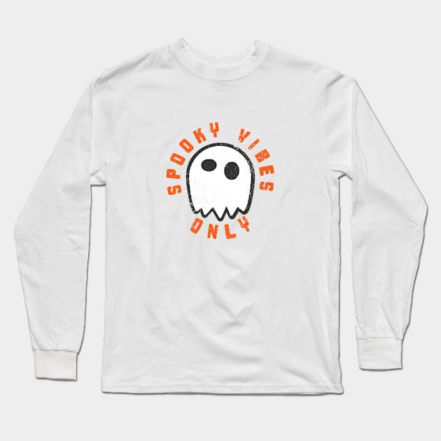 Spooky Vibes Only Halloween Ghost Long Sleeve T-Shirt by Commykaze